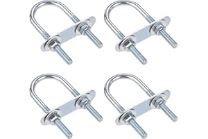 uxcell Round U-Bolts 4 Sets 1.34"(34mm) Inner Width 75mm Length Steel M6 with Nut, Plate, Washer
