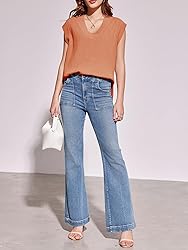 Saodimallsu Womens V Neck Sweater Vest Oversized