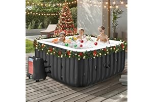 NAIZEA Inflatable Hot Tub - Outdoor Hot Tubs 4 to 6 Person, Portable Blow Up Spa Square Portable Hot Tub, 130 Soothing Bubble Air Jets, Cover, 2 Filter, 240 Gallon,73"x73"x25"