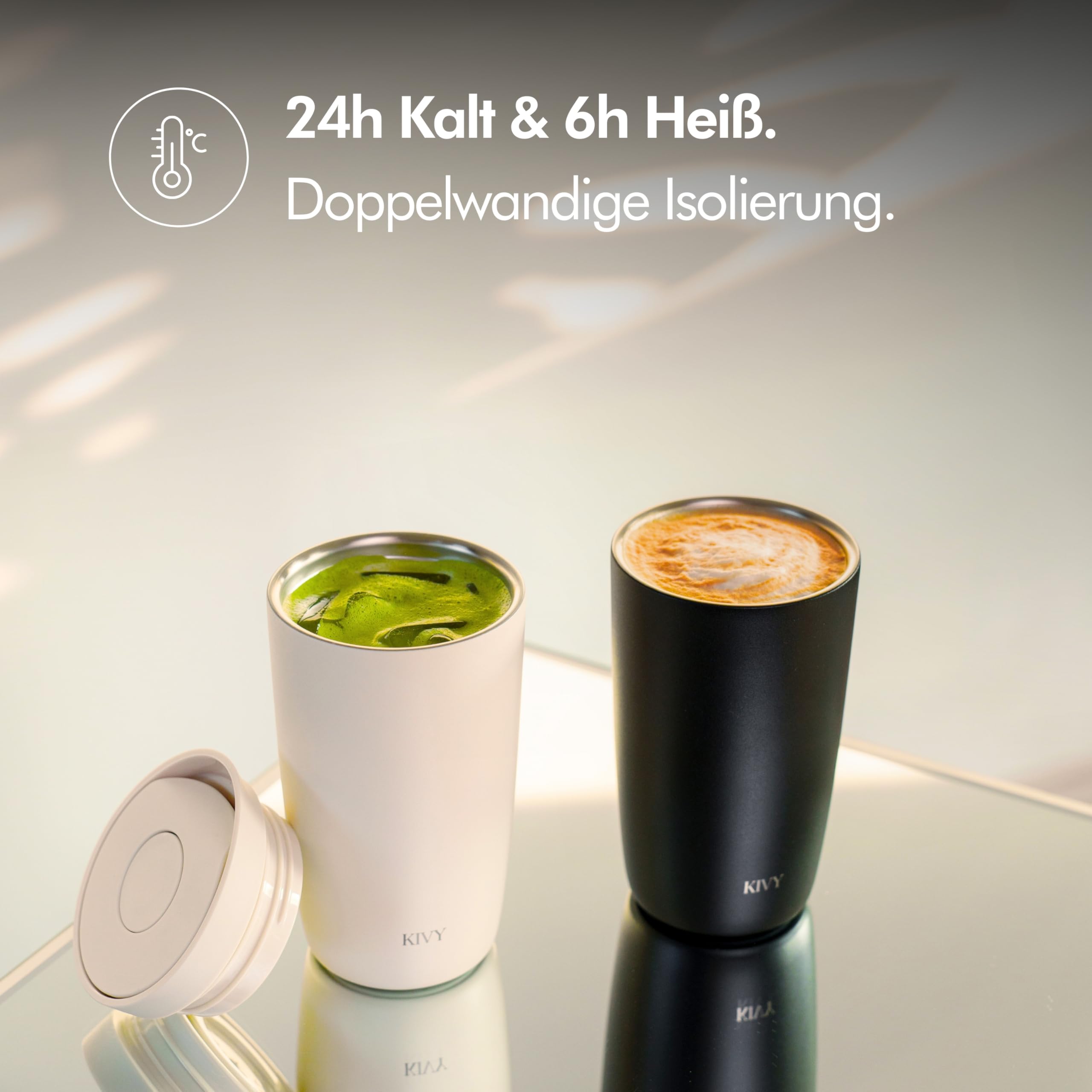 KIVY Thermobecher 350 ml - 6h Heiß | 24h Kalt - Spülmaschinenfest -BPA-Frei 4