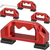 Drieaco Aluminum Truck Bed Tie Down Anchors, Bed Rail Cleats Fit for Jeep Gladiator Toyota Tacoma Tundra Bed Rail Accessories, Cargo Trailers Hooks Tie Down Anchor Heavy Duty T Slot Nuts (Red, 4PCS)
