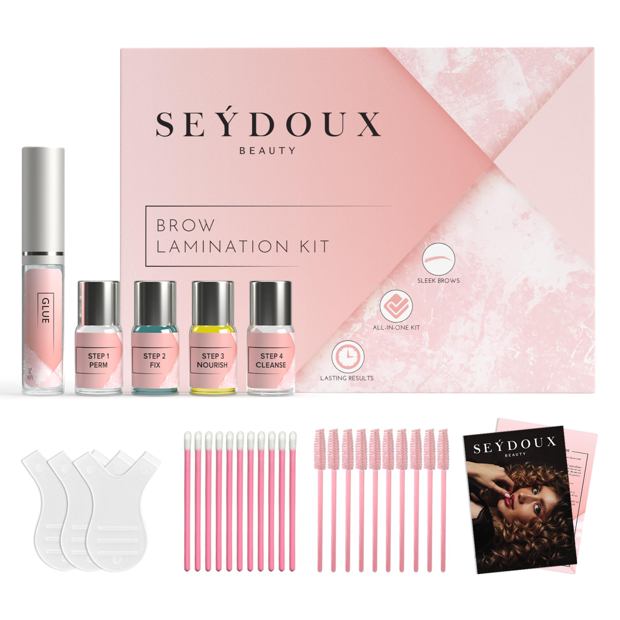 SEYDOUX BEAUTY | Brow Lamination Kit | Premium Eyebrow Lift Set with Castor, Olive Oil, Vitamin K | Professional Salon Results From Home - Vegan, Cruelty-free