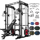 RitFit M1 Pro Smith Machine Cable Crossover Power Cage Home Gym | Dual 360 Cables, Barbell &amp; Handles, LAT Pulldown, 1850LBS Weight Capacity