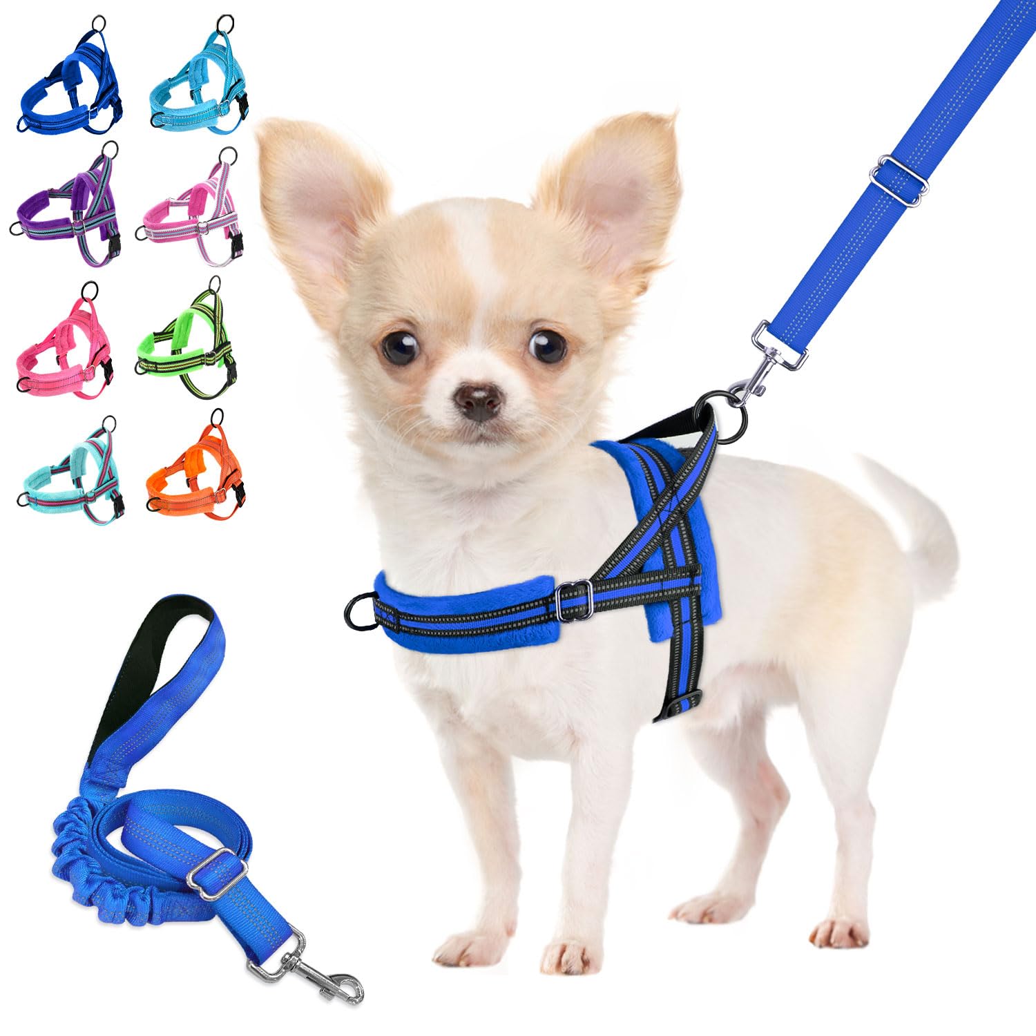 Eyein Dog Harness Small Dog, Anti Pull Heavy Duty Dog Harness and Lead Set, Easy for Walk Vest Harness Soft Padded Reflective Adjustable Anti-Twist Pet Lead Quick fit for Small Puppy Dog Cat(XXS)