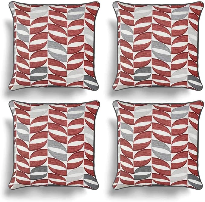 IT IDEAL TEXTILES Set of 4 Red Cushion Covers, Pack of Four Grey