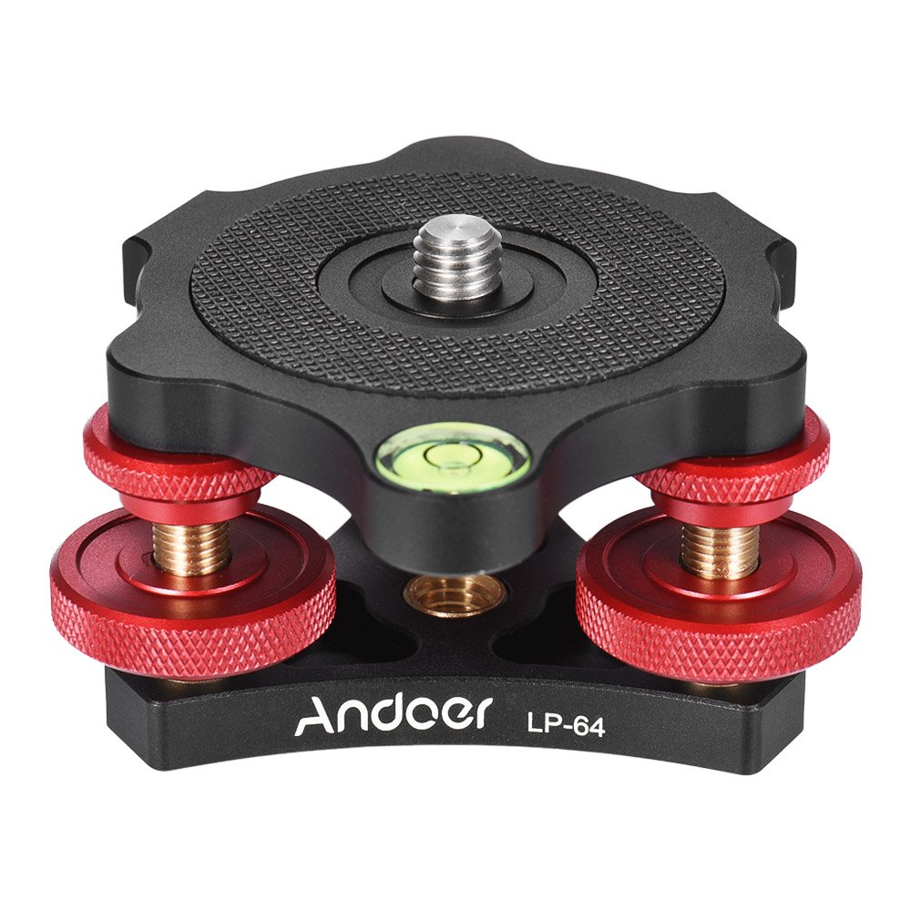 Andoer Tripod Leveling Base Leveler Tri-wheel Leveler with Bubble Level Bag for Canon Nikon Sony DSLR Camera