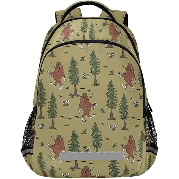 ZENWAWA Steampunk Forest Train Kids Backpack - 17.7 Inch, Green, Reflective Strips, Multiple Pockets