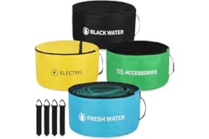 OULEME RV Hose Storage Bags, 4 Pack Large Waterproof Sewer Hose Bag, Fresh/Black Water Hoses, Electrical Cords and Organization Bags, RV Camper Travel Trailer Accessories, RV Utility Bag