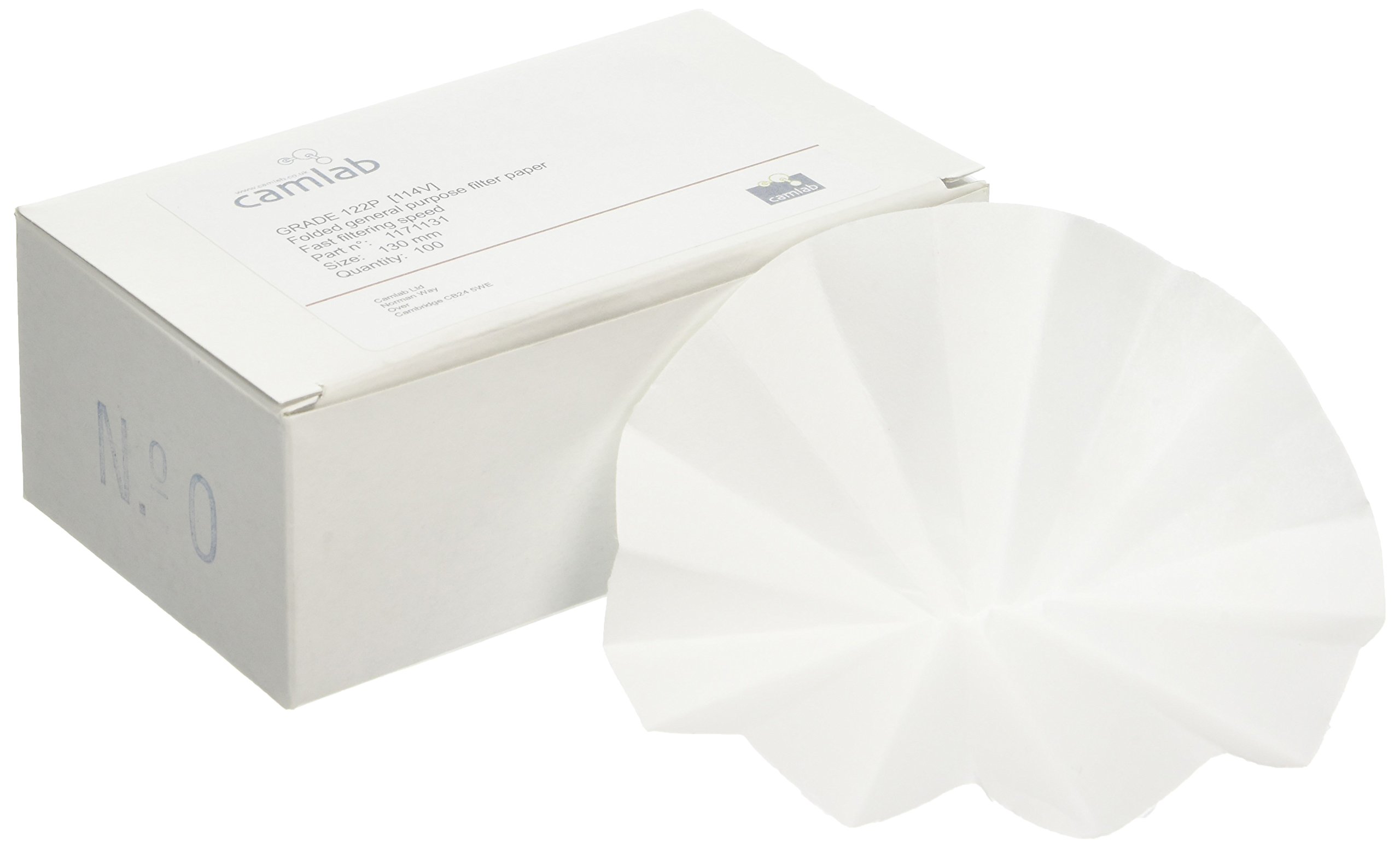 Camlab 1171131 Grade 122P [114V] Folded General Purpose Filter Paper, 130 mm Diameter (Pack of 100)