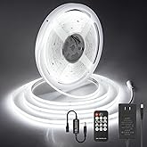 ALITOVE 32.8ft COB Led Strip Light White 6500K Super Bright 24V LED Strip Lights with Remote Dimmable 3200LEDs CRI90+ Uniform Glow LED Tape Light for Mirror Under Cabinet Living Room Study Wardrobe