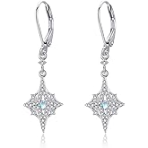AXOMY Star Earrings 925 Sterling Silver Moonstone Dangle Drop Earrings Moonstone Jewelry Valentine's Day Gifts for Women