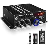 AK-380 USB SD BT.C FM AUX Audio Power Amplifier 400W+400W 2.0 CH HiFi Stereo AMP Speaker Bluetooth 5.0 Amp Receiver with 12V 