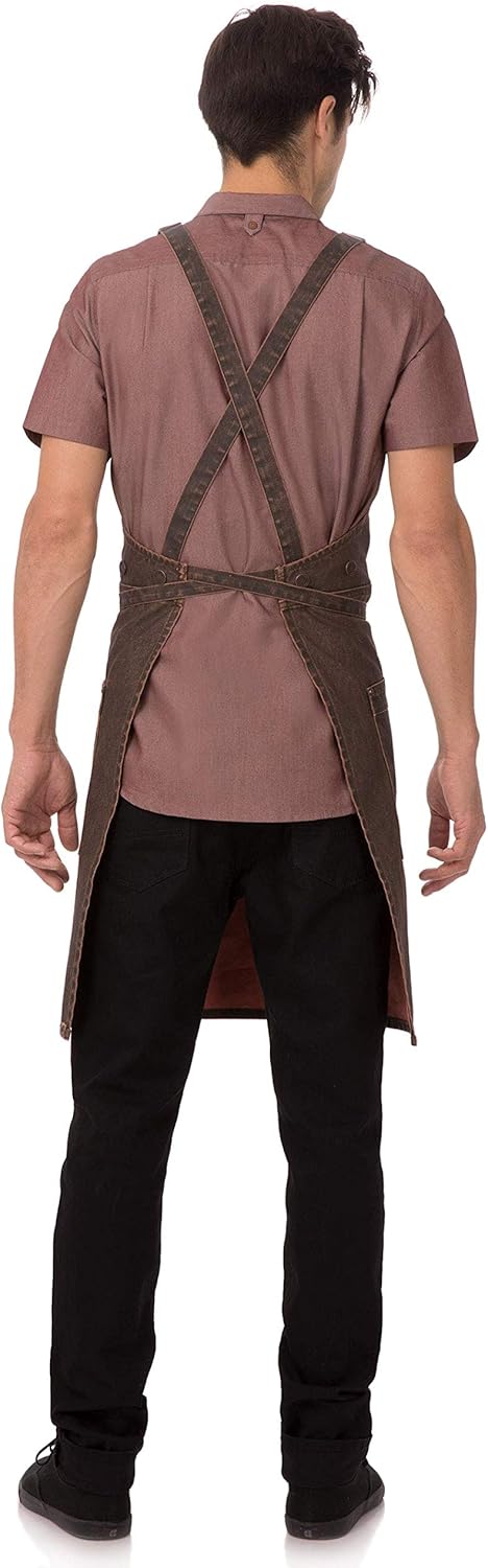 Chef Works unisex adult Denver Cross-back Bib Work Utility Apron, Choc/Rust, One Size US: Clothing