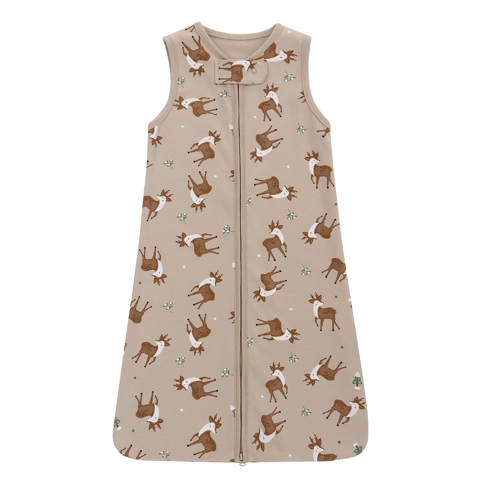 amo nenes Baby Sleep Sack, Toddler Sleeping Sack Kids Bags Bag Unisex Sleeveless 100% Cotton with 2 Way Zipper, All Season Pajamas 0-6M, Brown Fawn