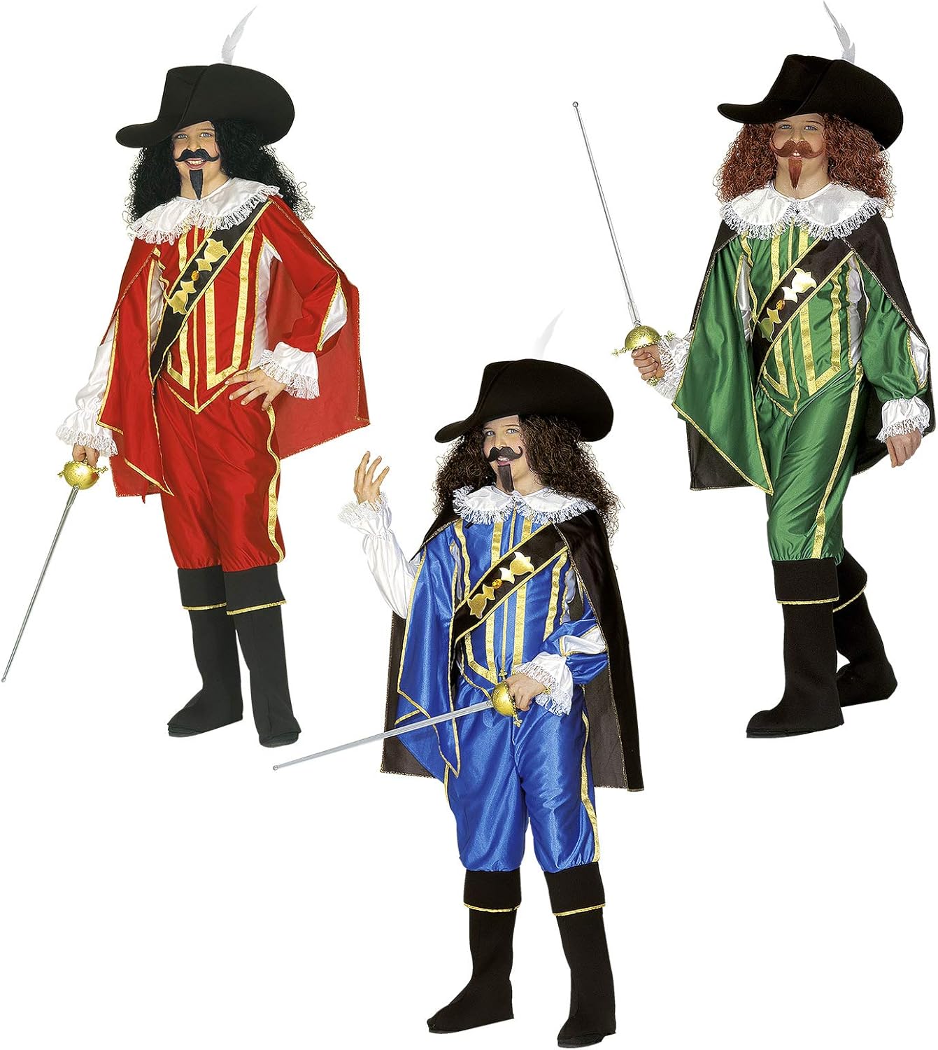 Boys Musketeer 3 Colours Costume Fancy Dress UK Size 810 Amazon.co.uk