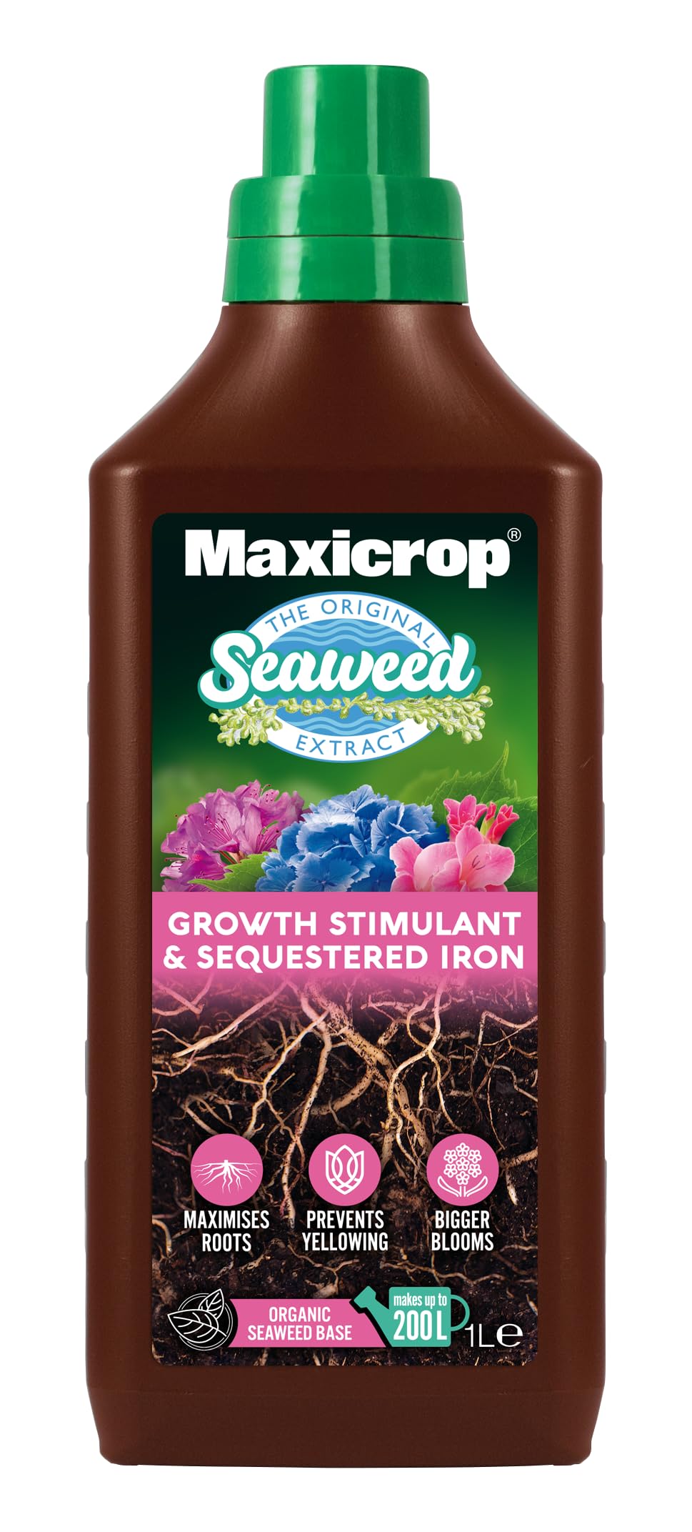 Maxicrop PPSI61L Sequestered Iron, 1L - Iron Infused Natural Seaweed Extract - Protects Against Yellowing - Supports Growth In Difficult Soil Conditions - Plant Nutrition, Blue