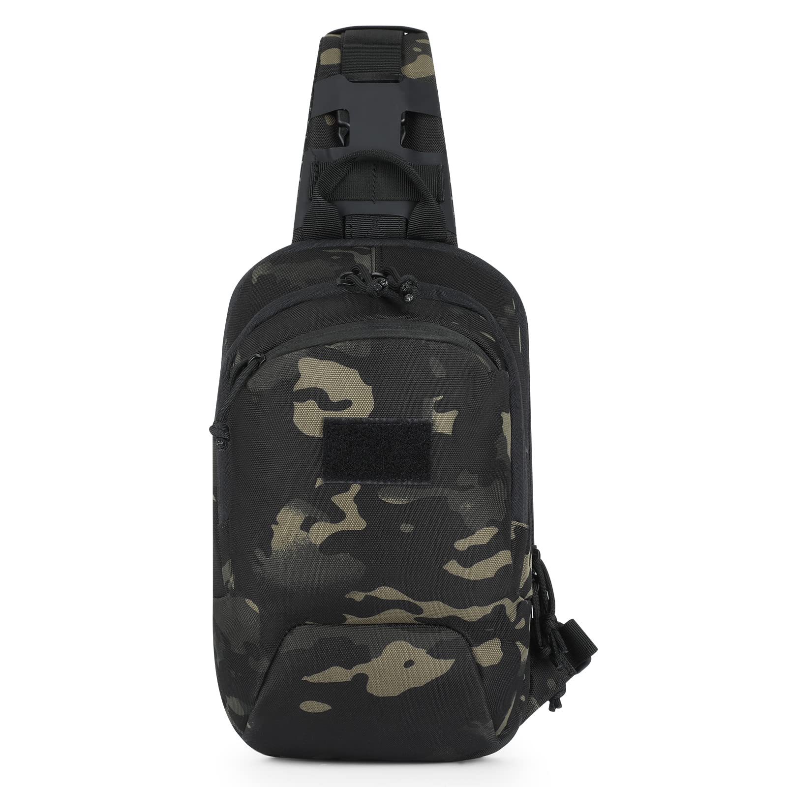 HUNTVP Tactical Sling Chest Bag,Crossbody Bag,Hiking Shoulder Bags Chest Pack MOLLE Military Backpack Assault Bag for Cycling Hiking Camping Traveling Working Out Outdoor Activity (Type3-Camo)