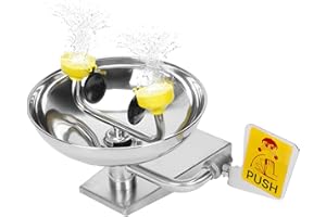 lukar Eye Wash Station Wall Mounted, 304 Stainless Steel Eye Wash Station, Emergency Eyewash Station with Eye Irrigation Sign, Adjustable Spray Heads Eye Wash Units