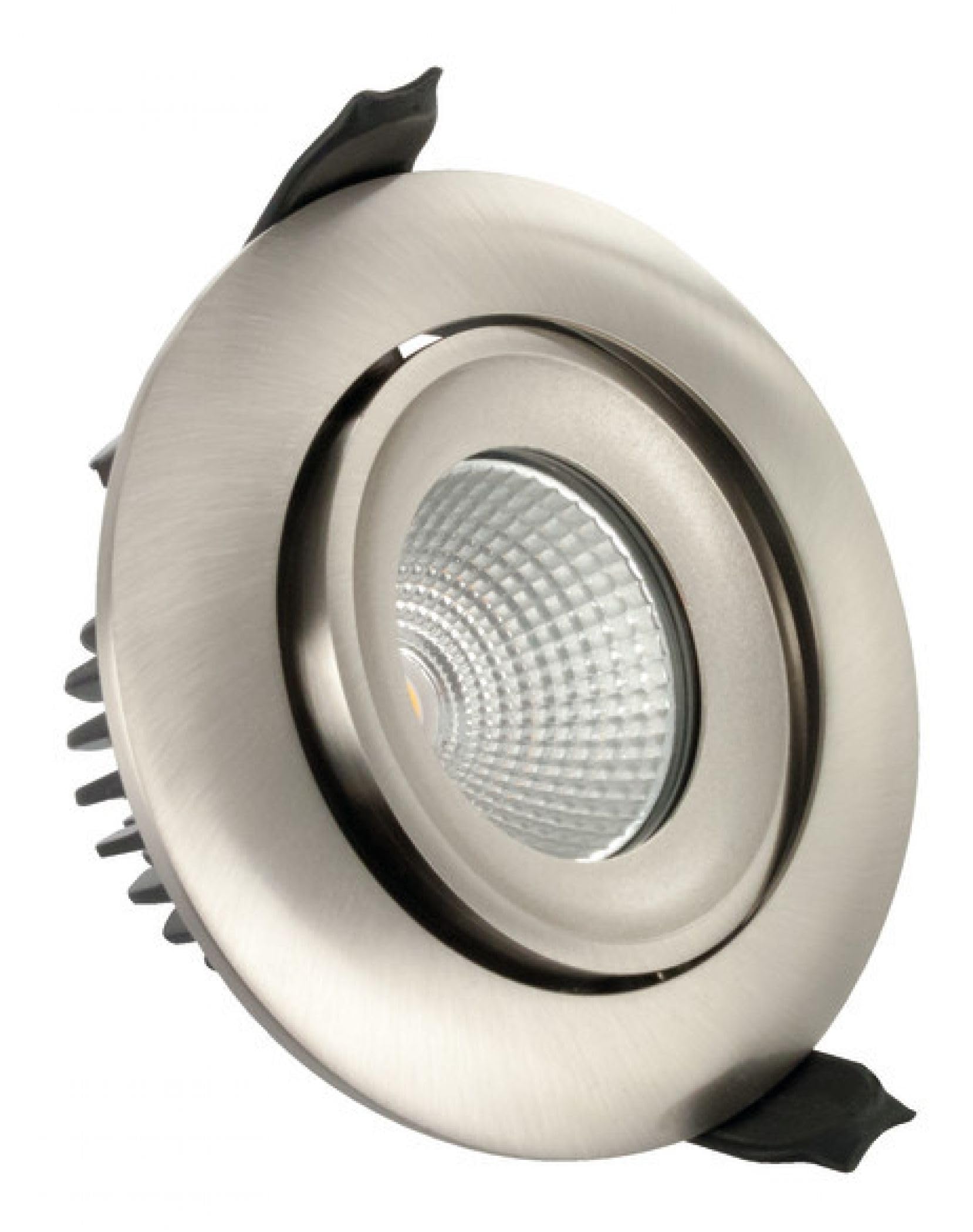 Integral LED 92MM C/Out 430Lm 6W 3000K 36° Beam Angle Fire Rated Tiltable Downlight - Satin Nickel