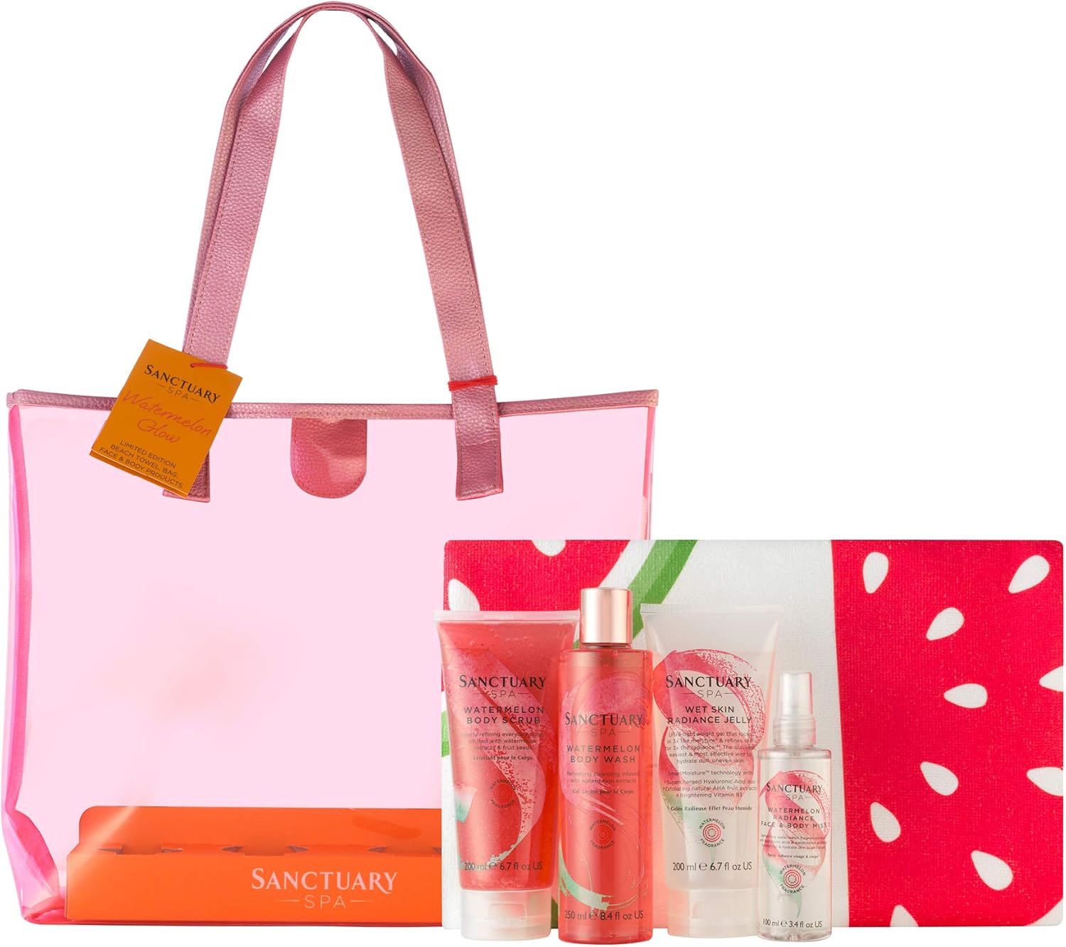 Sanctuary Spa Gift Set, Watermelon Glow Summer Gift Bag With Shower Gel
