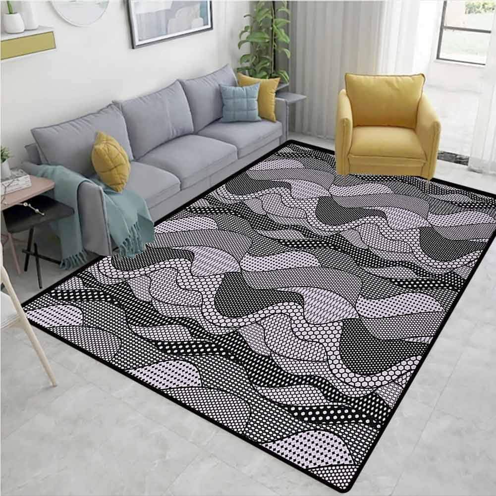 YucouHome Gothic Solid Area Rug Living Room, Abstract Lace Style Waves