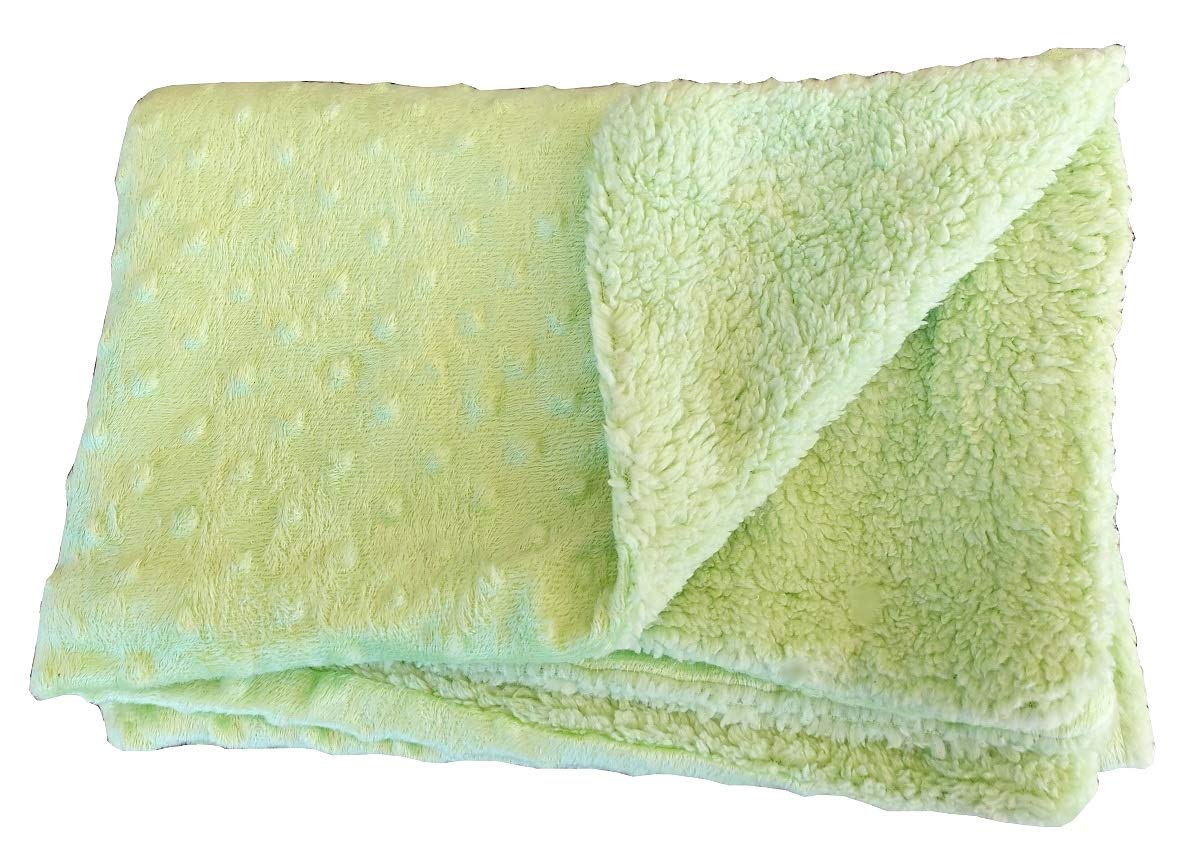 Children's Soft Plaid Blanket - Fleece - Newborn - Baby - Crib - Bed - Cot - Fleece Plaid - Versatile Blanket - Kids - Girls - 76cm x 101cm - Green