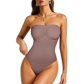 Irisnaya Strapless Shapewear Bodysuit for Women - Thong Bodysuit Tummy Control Tube Top Body Suits with Removable Strap