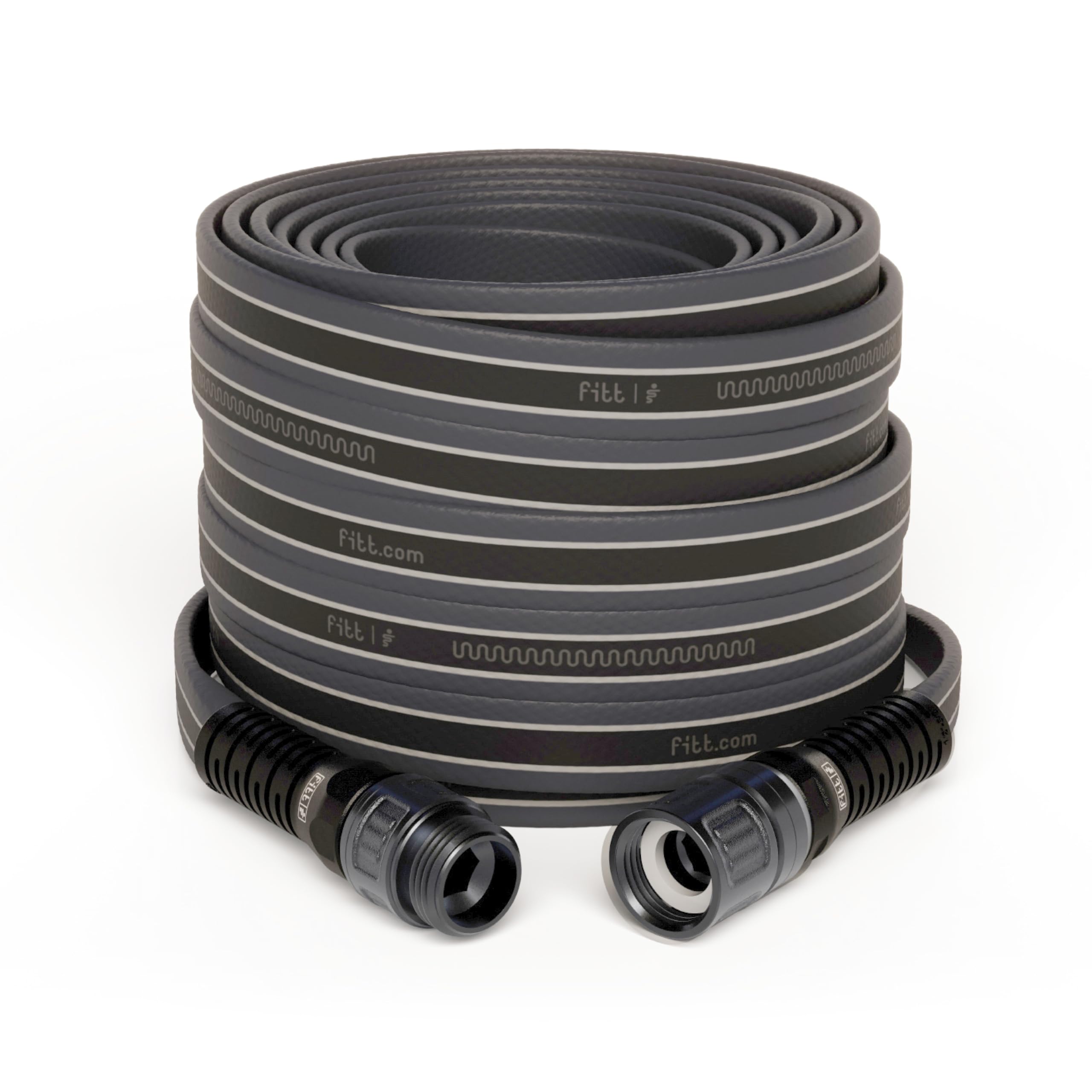 Photo 1 of FITT Force Pro Water Hose, Lightweight Ultra Flexible Durable Kink-Free Heavy-Duty Commercial Grade Flat Garden Hose, Grey and Blue, 25-Feet x 5/8-Inch