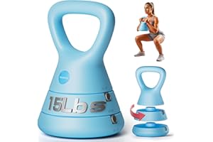 Adjustable Kettlebell, 5lb 9lb 15lb Kettlebell Weights Set, Ergonomic Design & Wide-Handle for Home Gym, Full-Body Workouts S
