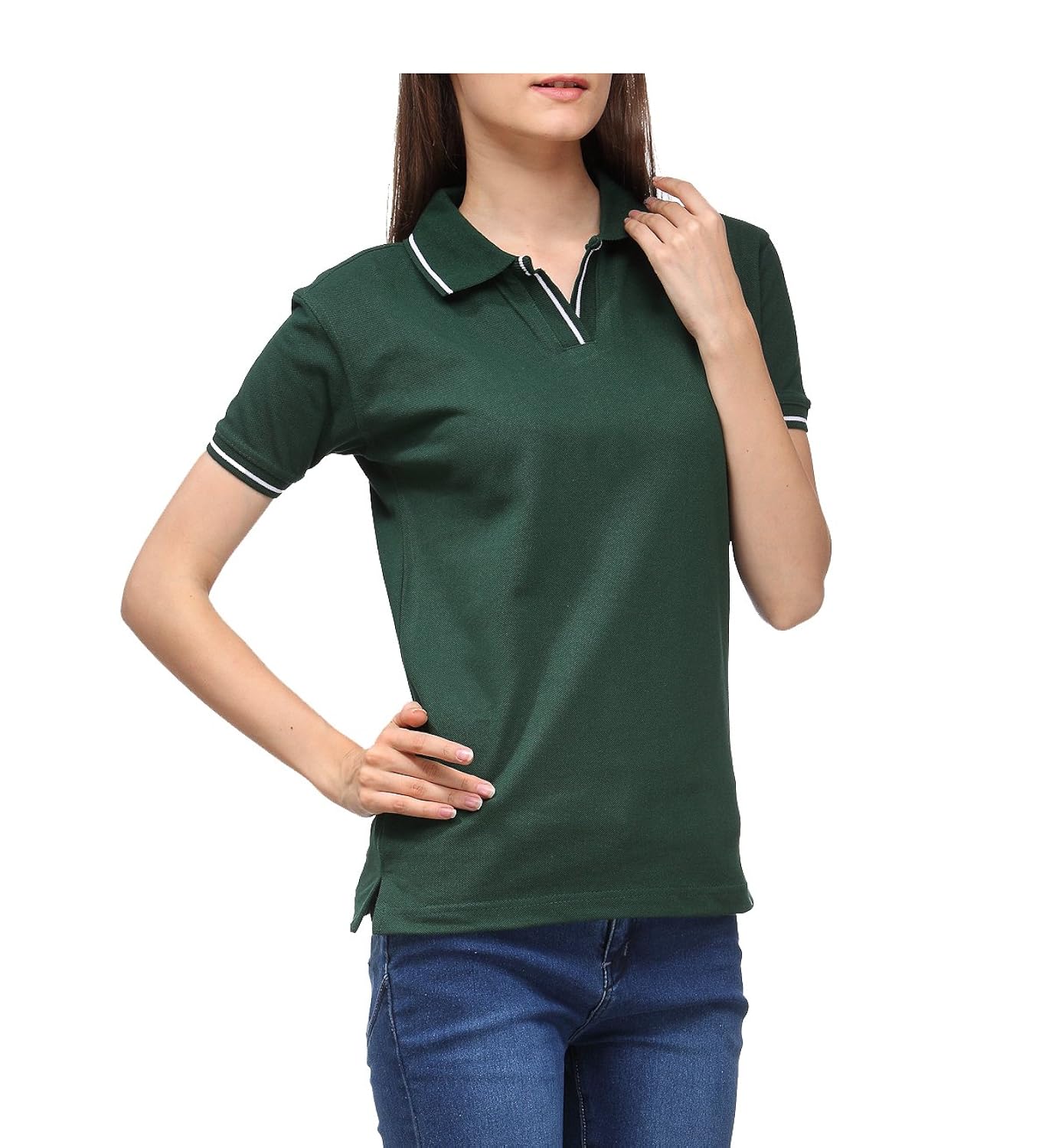 scott women's premium cotton polo t-shirt - bottle green