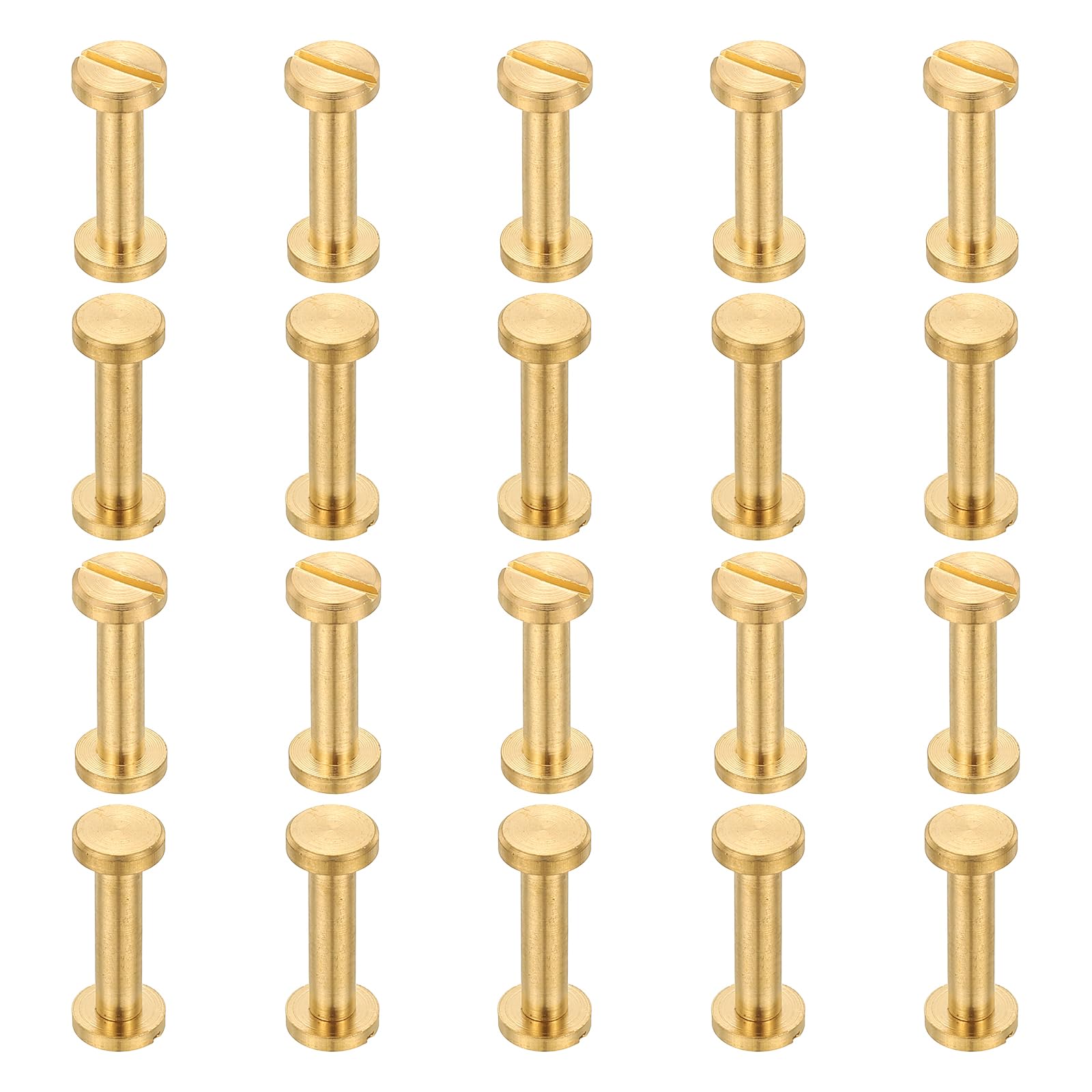 PATIKIL Chicago Screws, 20 Sets M4x12mm Brass Polishing Chicago Screw Binding Post Screw Rivets for Leather Belt Scrapbook Photo Albums, Gold — image 1