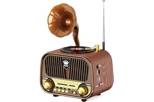PRUNUS J-190 Portable Radio AM FM SW Bluetooth, Retro Radios Vintage Small Transistor Radio with Best Sound,USB Rechargeable, Support TF Card/USB Playing,Rotary Knob Great, Gifts for Seniors