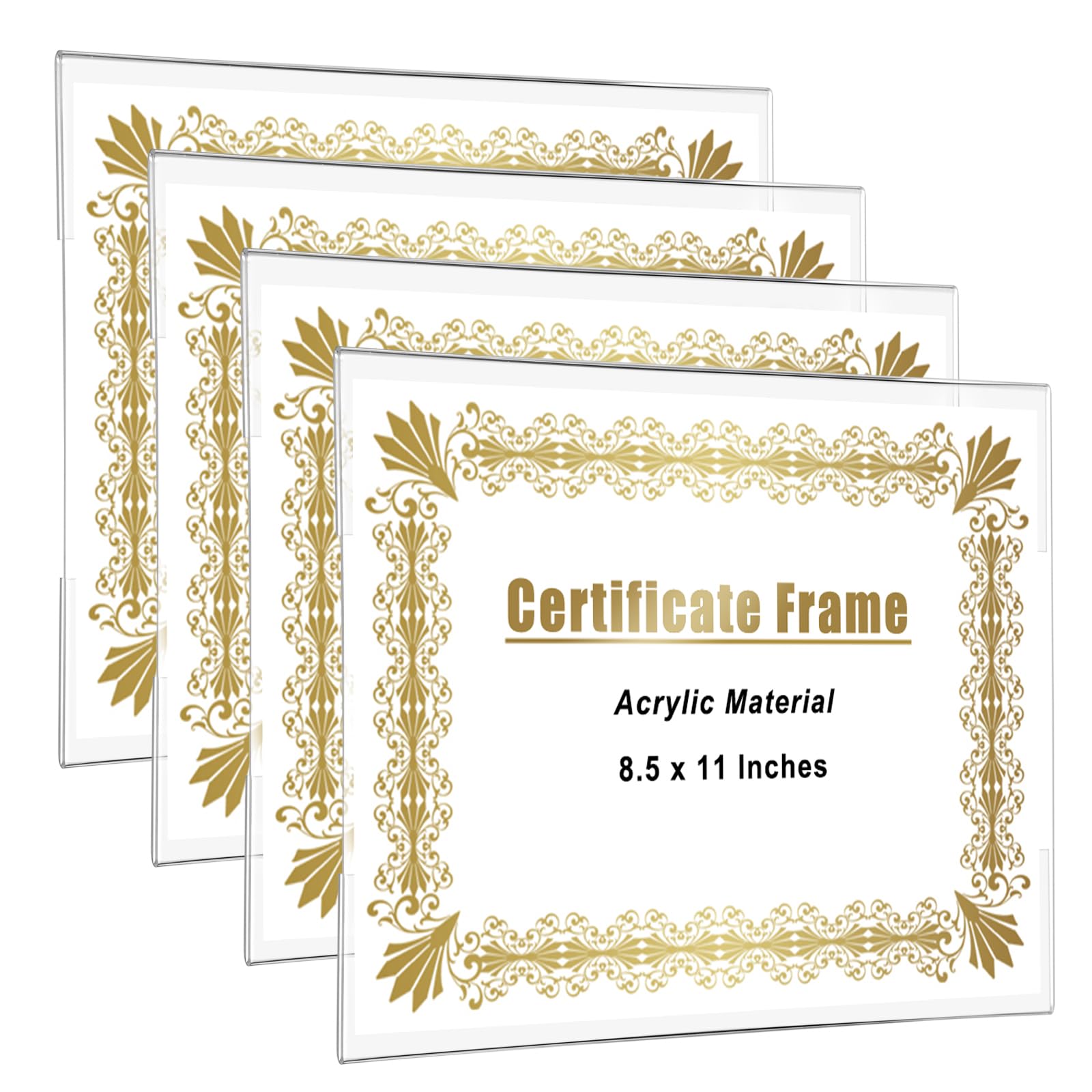 Photo 1 of JUXUES 4 Pack Clear Acrylic Professional Certificate Frame for Wall, 8.5 x 11 Inches Diploma Frames Graduation Frame, Wall Professional Frame for Business License Certificate Document, No Drilling