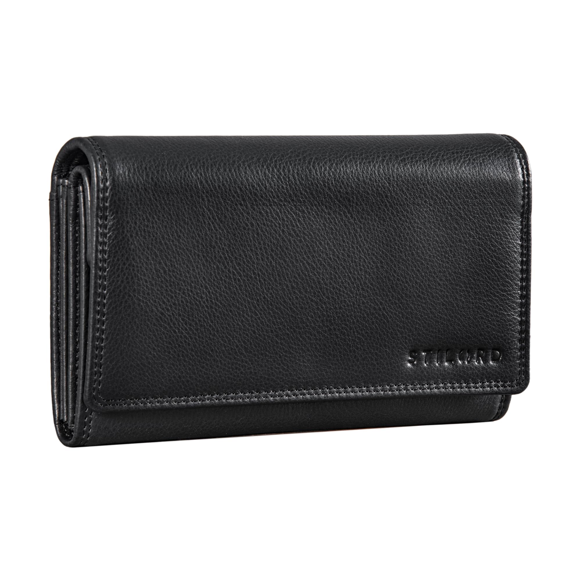 STILORD "Amanda" Large Ladies Purse Leather with RFID Protection Womens Vintage Wallet Large Anti Theft Card Holder in Gift Box Genuine Leather Colour:Black