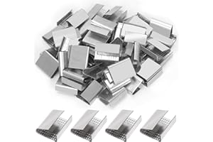 Swpeet 100Pcs 3/4" Packaging Open (Snap-On) Seals Assortment Kit,Sturdy Metal Clips Banding Strapping Clips Strapping Metal B