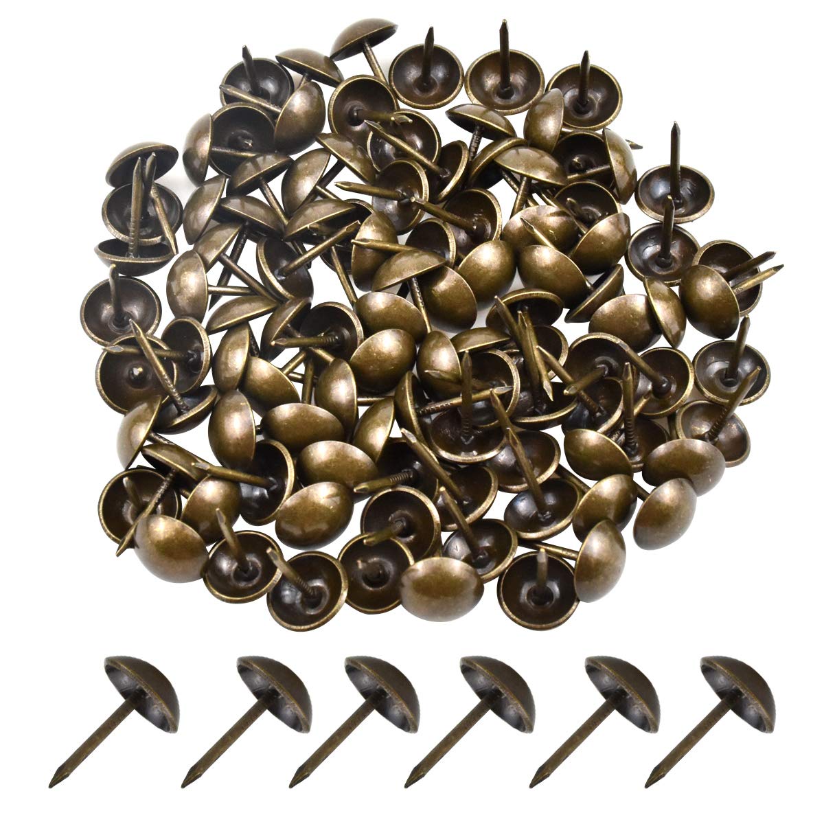 Brass Thumb Tacks 100Pcs Drawing Pins Map Tacks Brown Metal Push Pins for Maps, Teaching, Marking, Pin Board, DIY