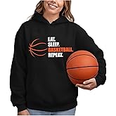 Tstars Eat Sleep Basketball Hoodie for Women and Teen Girls - Gift for Players, Coaches, and Fans - Sports Hoodies