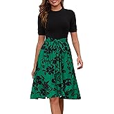 Annebouti Womens 2026 Short Sleeve Summer Spring Ribbed Modest Semi-Formal Teacher Casual Work Midi Dress with Pockets