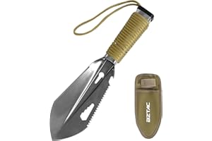 BZTAC Tactical Mini Hand Shovel Small Camping Shovel Portable Backpacking Trowel Survival 7 in 1 Shovel Versatile Gardening Trowel for Camping, Gardening, Outdoor Survival (Silvery)