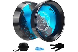 YOYOSTUDIO X032A Yoyo Professional, Unresponsive Yoyo for Adults, Pro Metal Yoyos for All Skill Levels , Trick Yoyos with 10 Yo-Yo Strings + Gloves + Case (Black Blue & Black Ring)