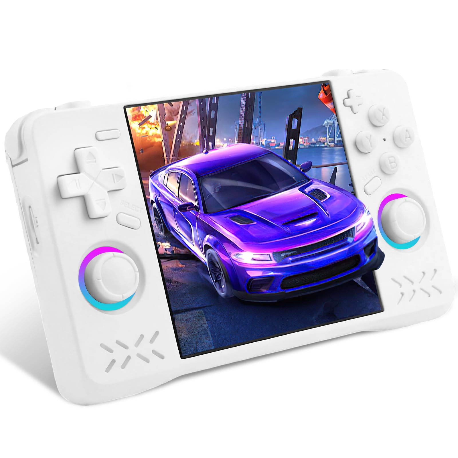 Photo 1 of Upgraded XF40H Handheld Game Console, Retro Gaming Console Preloaded Classic Games with Multiple Emulators, 4.0 Inch 4K HD IPS Screen Open Source Linux System, Pocket Video Gaming (White-128G)