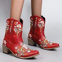 Hbeylia Cowboy Boots For Women Vintage Embroidery