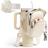 Water Bottle Carrier Bag for Stanley 40/30 oz, Tumbler Water Bottle Holder Pouch with Versatile Pocket & Adjustable Strap for Stanley Cup Accessories