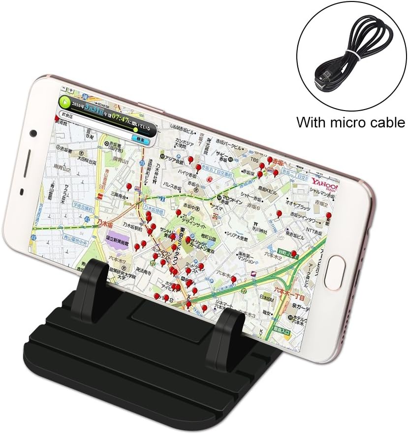 SCHITEC Universal Phone Stents, Car Mount Silicone Pad Non-slip Mat Phone Car Holder Stand Cradle Dock with Micro Charging Cable for Phone Samsung S7/S6/S5/iPhone 5/5s/6/6S Plus/7/7Plus and GPS