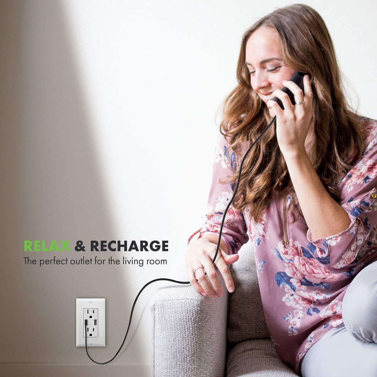 TOPGREENER 3.1A USB Wall Outlet Charger, 15A Tamper-Resistant Receptacles, Compatible with iPhone SE/11/XS/XR/X/8, Samsung Galaxy S20/S10/S9/Note, LG, HTC & More, UL Listed, TU2153A, White 6 Pack - - 