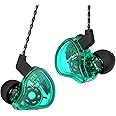 CCZ Melody inear Earphones Wired Gaming Earbuds 1DD 1BA Hybrid Drivers in-Ear Headphones iem Earbuds HIFI Bass with Ear fins, 4N OFC Cable for Drum, Studio, Editing, pc, Gaming (Green, without mic)