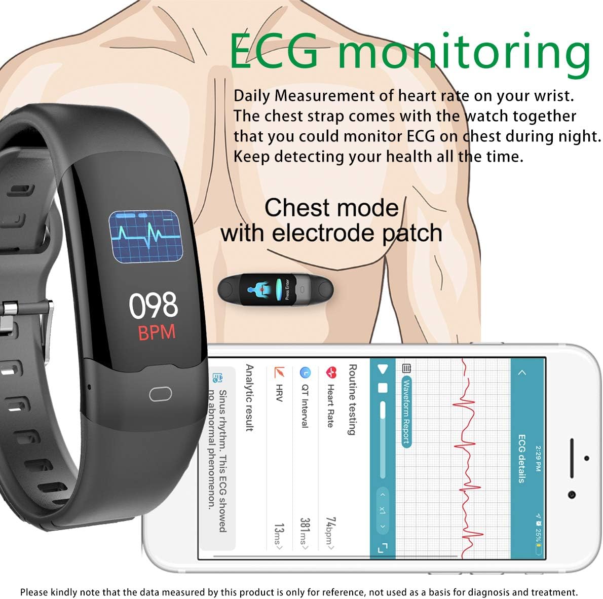 AUPALLA Activity Tracker With ECG Monitor Measure Blood Oxygen Monitor