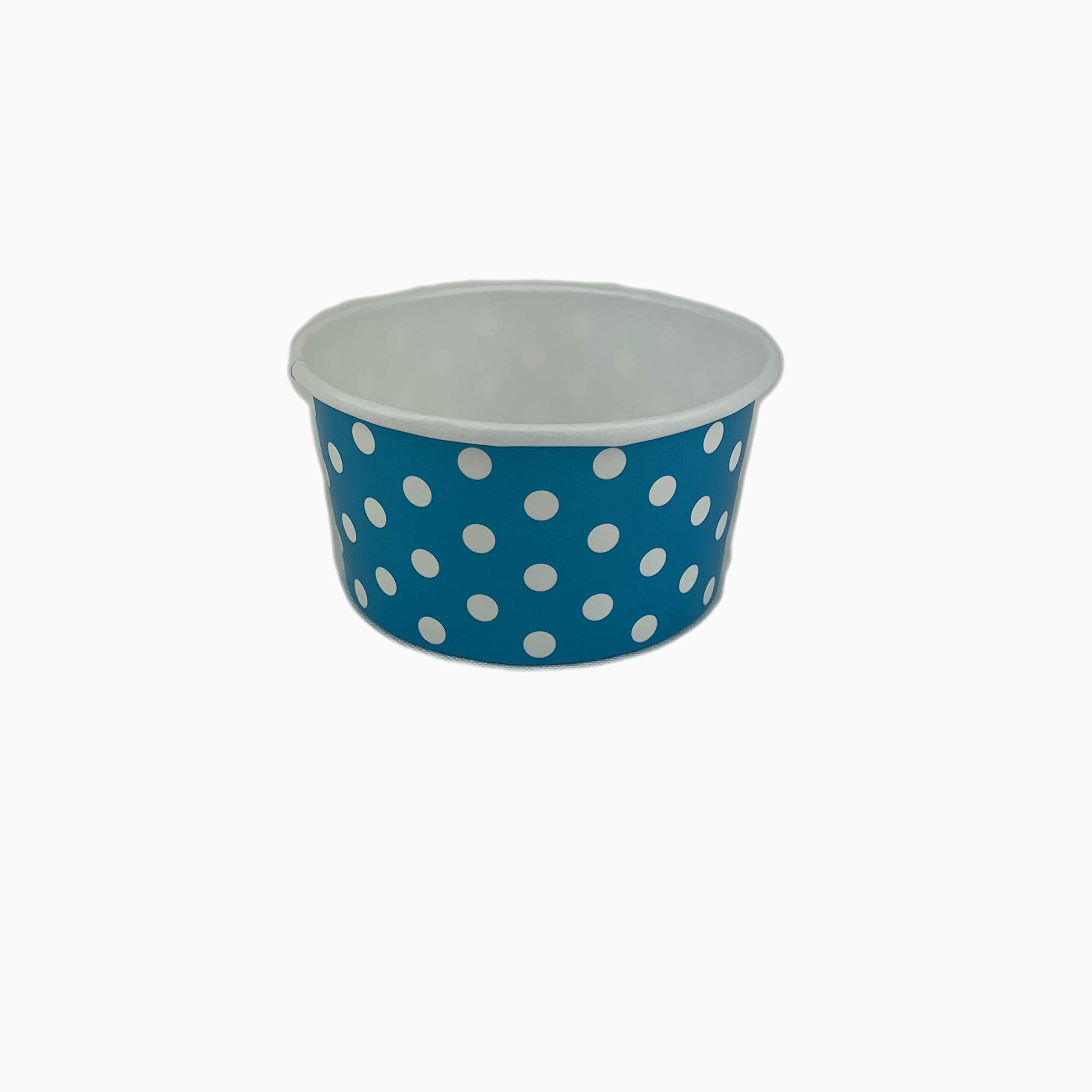 Worlds Paper Ice Cream Cups Polka Dot Paper Yogurt Cups 12OZ Blue 50 pack