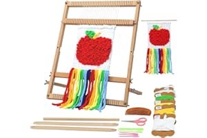 PARROVEL Weaving Loom for Beginners Adults/Kids and 1 Set of Weaving Works Complete Yarn Kit with Detailed Friendly Instructions, Parents and Children in The Holiday Experience Weaving Brings Fun_Apple