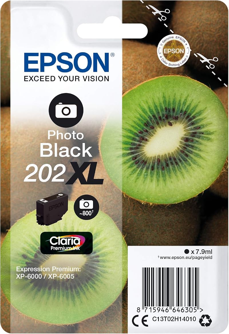Epson 202XL Photo Black Ink Cartridge 8ml 800 Pages Expression Premium XP-6000